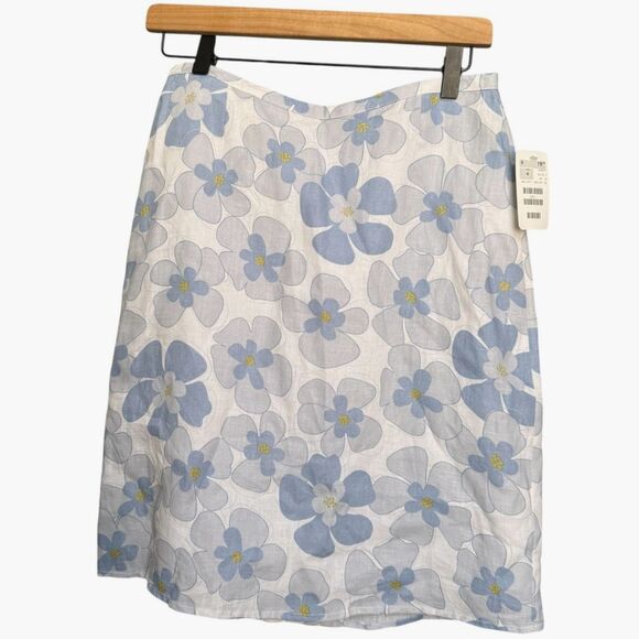 NWT H&M Retro Floral Linen Mini A-Line Skirt 4 - Picture 1 of 6